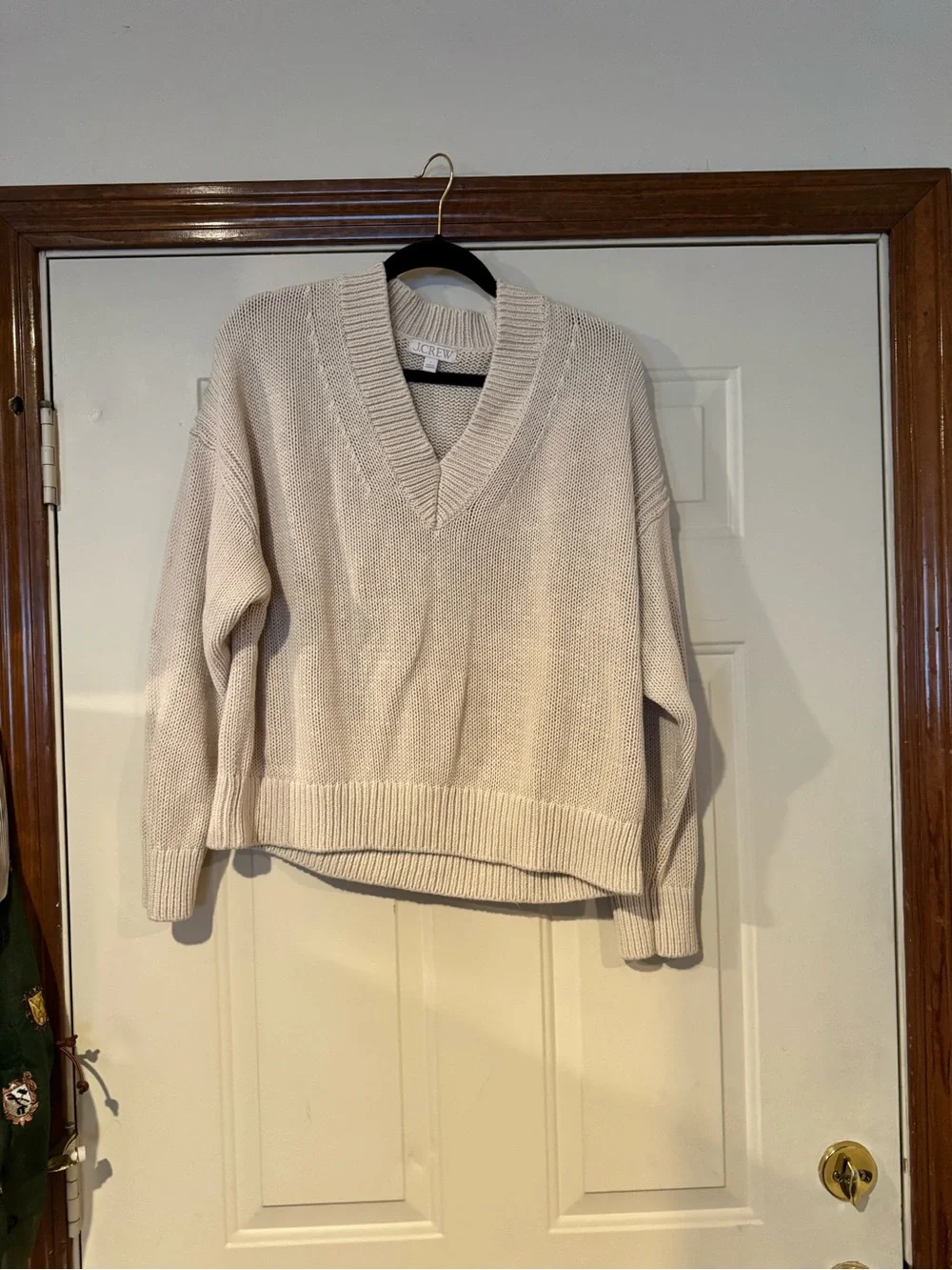 J.Crew women’s Cream Knit V-Neck Sweater
